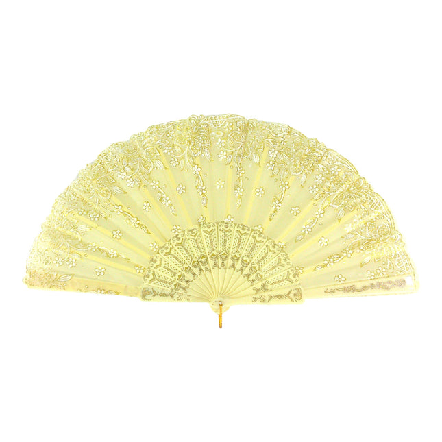 Flower Glitter Folding Hand Fan 0382 (12PC)