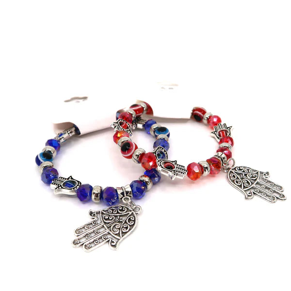Hamsa Charm Glass Bead Bracelet BR0414-7 (12PC)