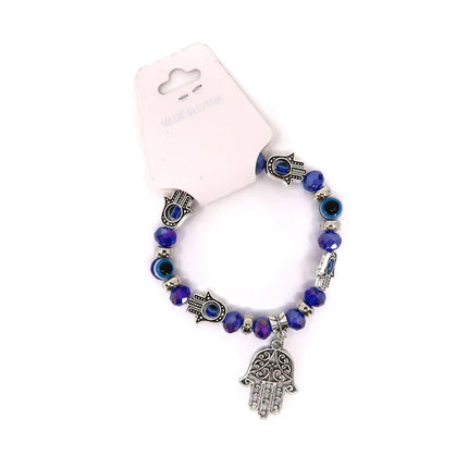HAMSA CHARM GLASS BEAD BRACELET BR0414-7 (12PC)