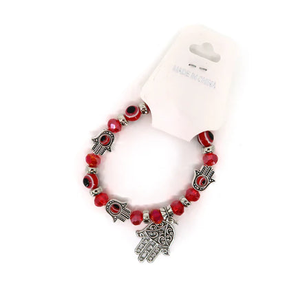 HAMSA CHARM GLASS BEAD BRACELET BR0414-7 (12PC)