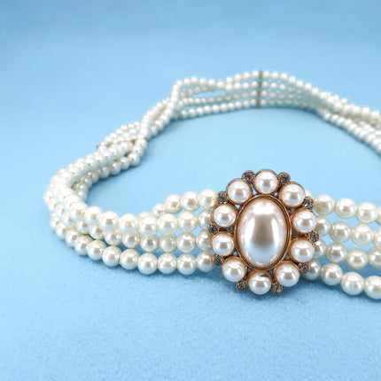 PEARL N RHINESTONE FLOWER BUCKLE BELT 0506-13 (12PC)