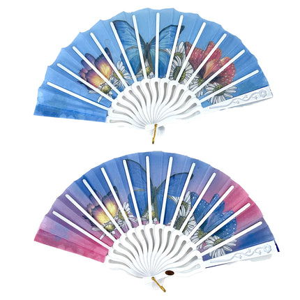 Butterfly Daisy Ombre Folding Hand Fan FN0373 (12PC)