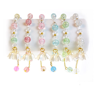 CRYSTAL FLOWER CHARM BRACELET 1128-24 (12PC)