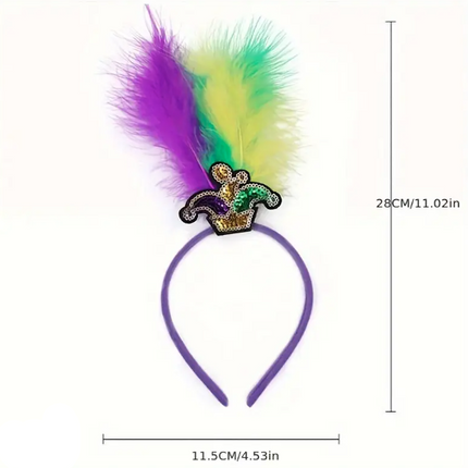 Mardi Gras Party Sequin Feather Headband SS51109-12(12PC)