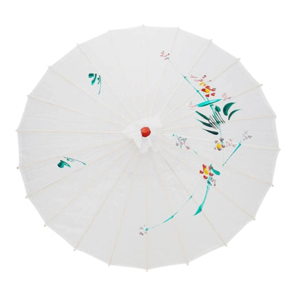 White Traditional Floral Sunshade Oilpaper Umbrella UM007 (12PC)