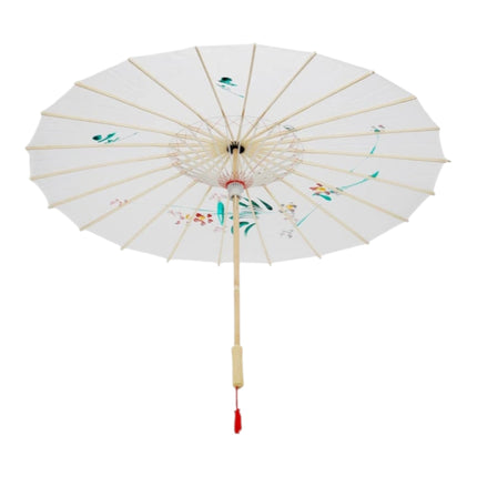 White Traditional Floral Sunshade Oilpaper Umbrella UM007 (12PC)