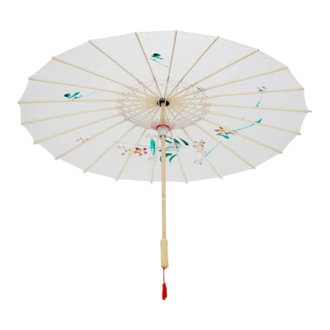 White Traditional Floral Sunshade Oilpaper Umbrella UM007 (12PC)