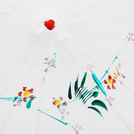 White Traditional Floral Sunshade Oilpaper Umbrella UM007 (12PC)