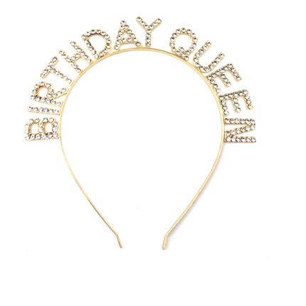 IRON ALLOY RHINESTONE BIRTHDAY QUEEN HEADBAND TI3117-5 (12PC)