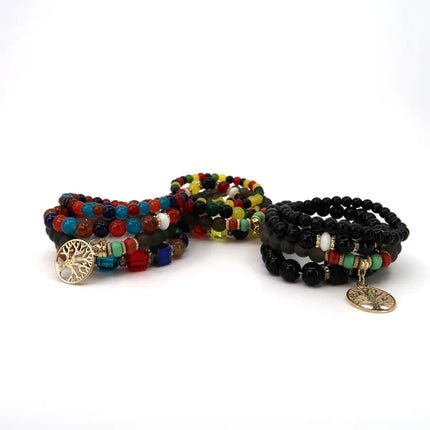 TREE CHARM GLASS BEAD BRACELET BR2521-64 (12PC)
