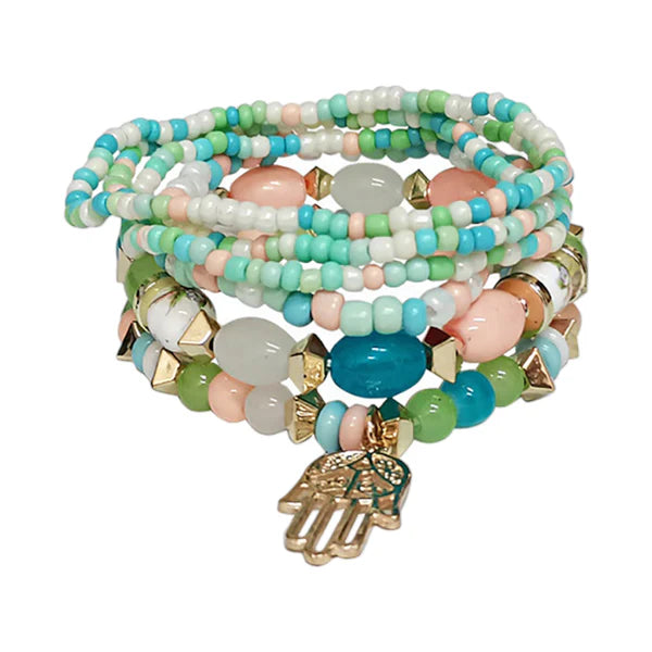 Hamsa Charm Bead Bracelet BR2521-74 (12PC)
