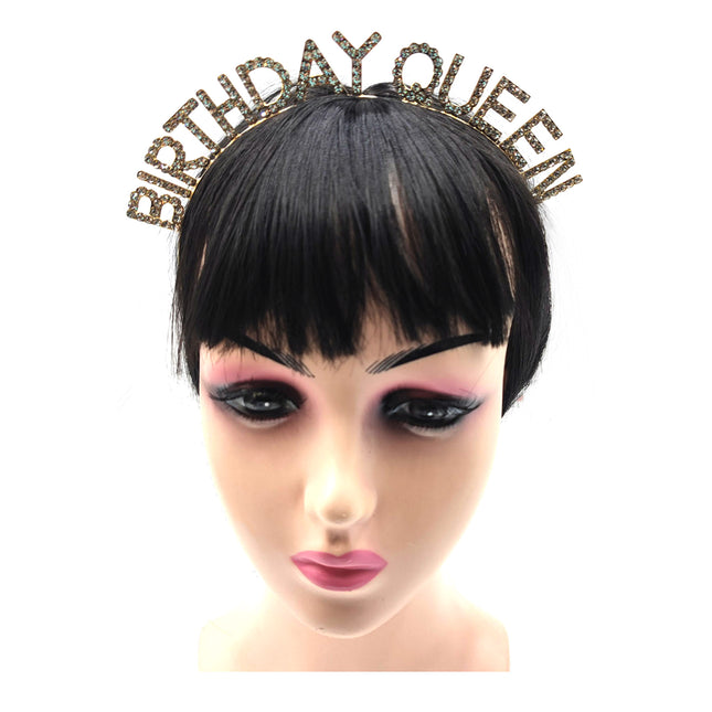 Iron Alloy Rhinestone Birthday Queen Headband TI3117-5 (12PC)