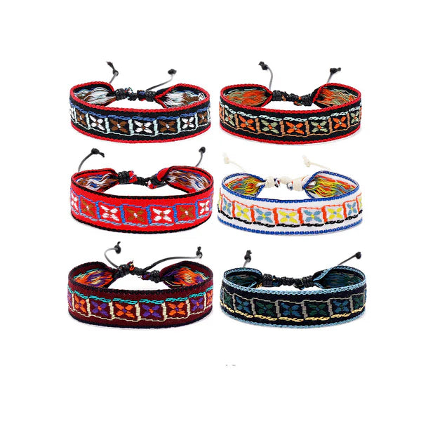 Thread Woven Flower Pattern Bracelet BR2826-41 (12PC)