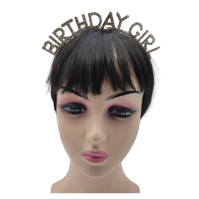 Iron Alloy Rhinestone Birthday Girl Headband TI3117-4 (12PC)
