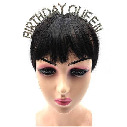 IRON ALLOY RHINESTONE BIRTHDAY QUEEN HEADBAND TI3117-5 (12PC)