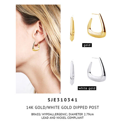 14k Gold Dipped Post Triangle Earring SJE310341 (12PAIR)