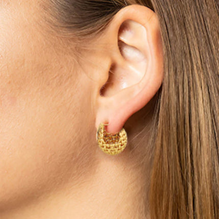 14K GOLD DIPPED PIN CHUNKY BALL EARRING SJE310347 (12PAIR)