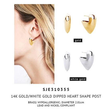 14K Gold Dipped Post Heart Shape Earring SJE310355 (12PAIR)