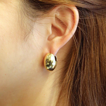 14K Gold Dipped Oval Dome Huggie Earring SJE310488 (12PAIR)