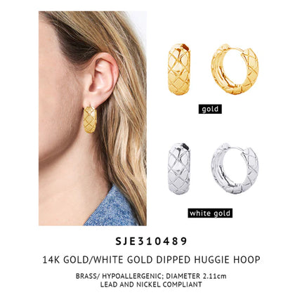 14k Gold Dipped Huggie Hoop Earring SJE310489 (12PAIR)