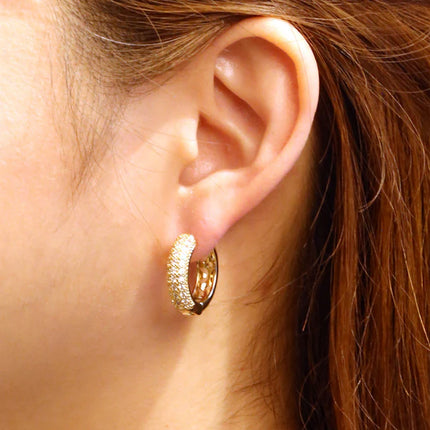 14k Gold Dipped Cz Huggie Hoop Earring SJE310494 (12PAIR)