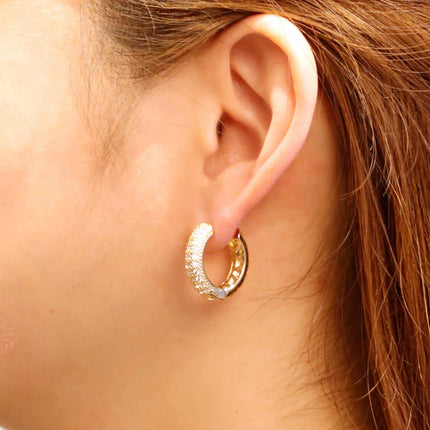 14k Gold Dipped Cz Huggie Hoop Earring SJE310494 (12PAIR)