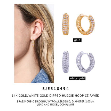 14k Gold Dipped Cz Huggie Hoop Earring SJE310494 (12PAIR)