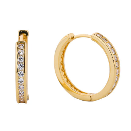 14K Gold Dipped Cz Huggie Hoop Earring SJE310495 (12PAIR)