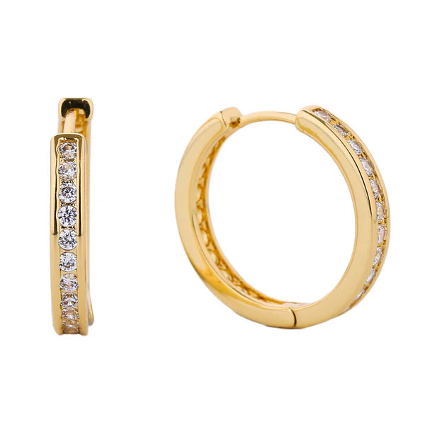 14K Gold Dipped Cz Huggie Hoop Earring SJE310495 (12PAIR)
