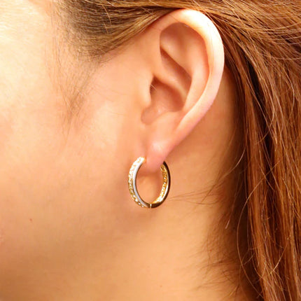 14K Gold Dipped Cz Huggie Hoop Earring SJE310495 (12PAIR)