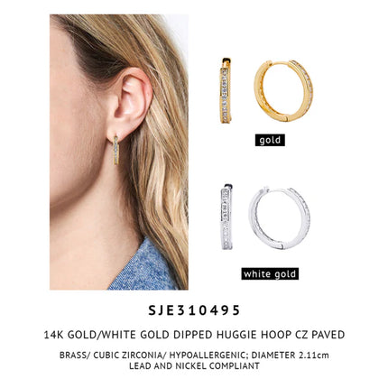 14K Gold Dipped Cz Huggie Hoop Earring SJE310495 (12PAIR)