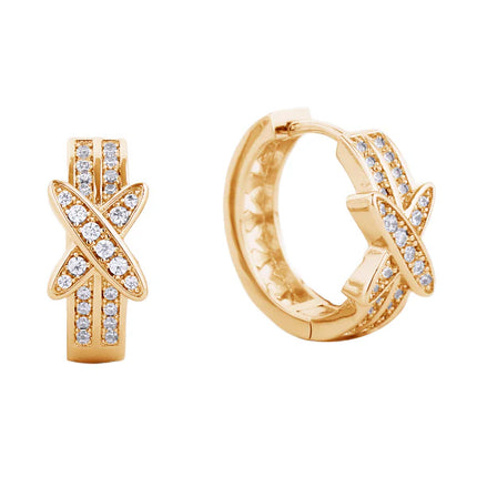 14K GOLD DIPPED CZ HUGGIE HOOP EARRING SJE310553 (12PAIR)