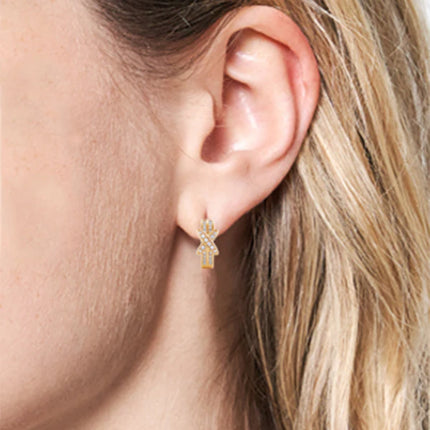 14K GOLD DIPPED CZ HUGGIE HOOP EARRING SJE310553 (12PAIR)