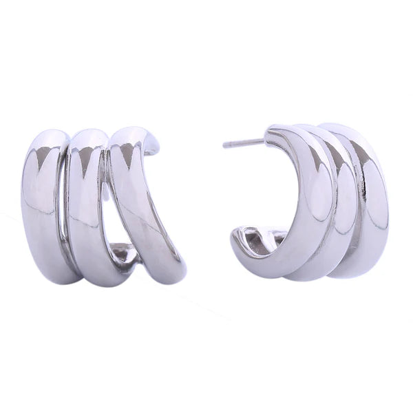14K Gold Dipped Mini Triple Hoop Post Earring SJE310594 (12PAIR)