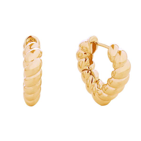 14K Gold Dipped Twisted Heart Huggie Earring SJE310618 (12PAIR)