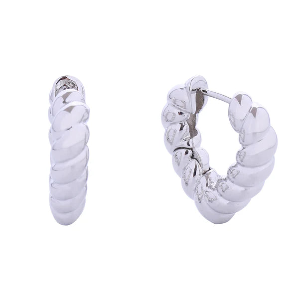 14K Gold Dipped Twisted Heart Huggie Earring SJE310618 (12PAIR)