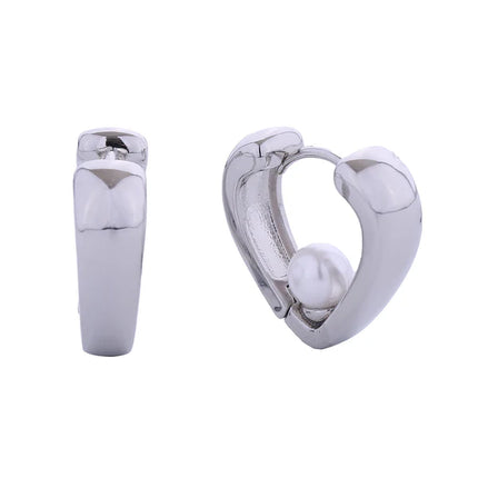 14K Gold Dipped Pearl Heart Huggie Earring SJE310626 (12PAIR)