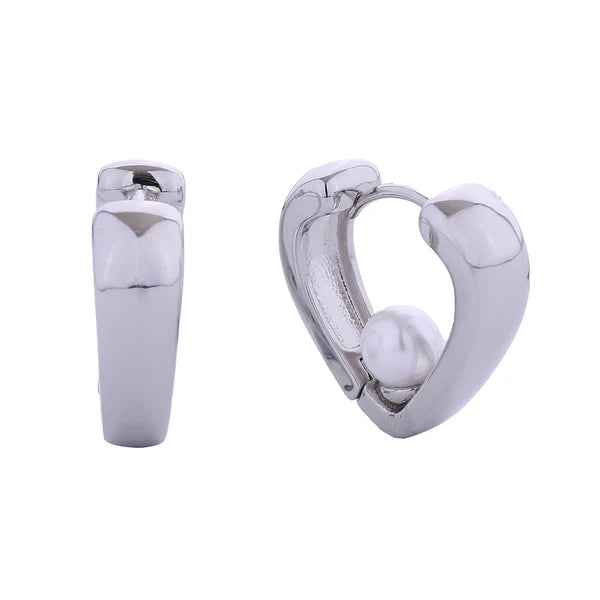 14K Gold Dipped Pearl Heart Huggie Earring SJE310626 (12PAIR)
