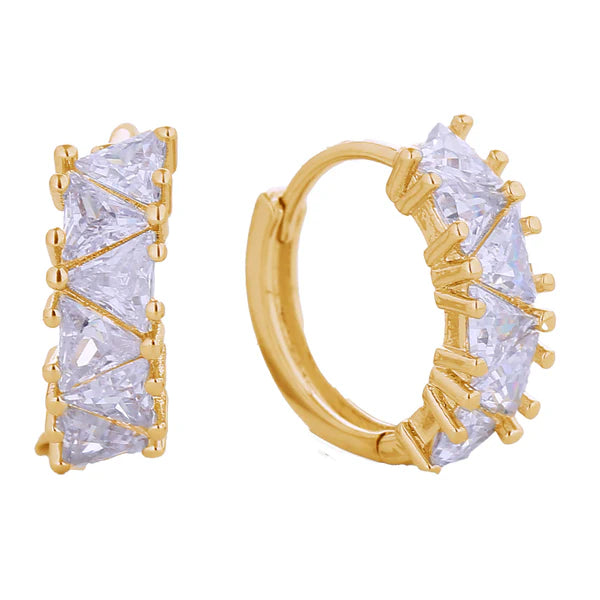 14K Gold Dipped CZ Huggie Hoop Earring SJE310634 (12PAIR)
