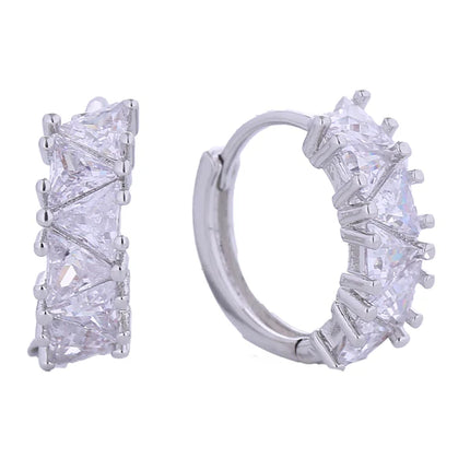 14K Gold Dipped CZ Huggie Hoop Earring SJE310634 (12PAIR)