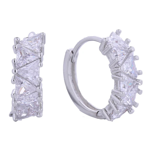 14K Gold Dipped CZ Huggie Hoop Earring SJE310634 (12PAIR)