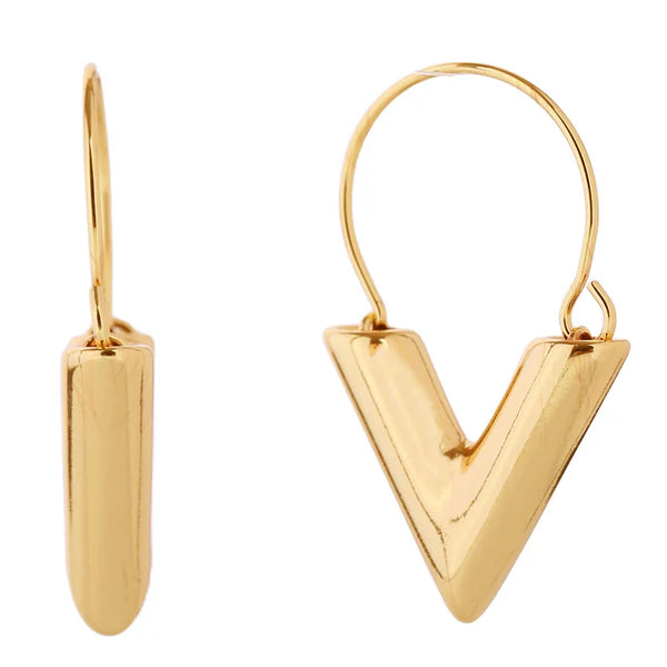 14K Gold Dipped V Hoop Earring SJE310684 (12PAIR)