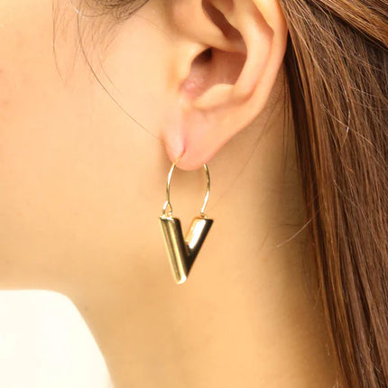 14K Gold Dipped V Hoop Earring SJE310684 (12PAIR)