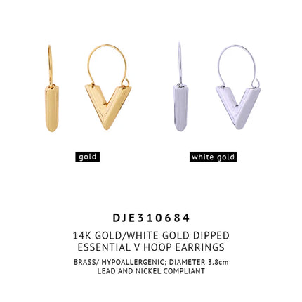 14K Gold Dipped V Hoop Earring SJE310684 (12PAIR)
