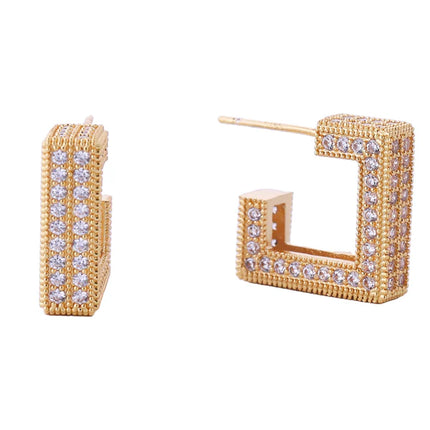 14k Gold Dipped Cz Square Post Earring SJE310698 (12PAIR)