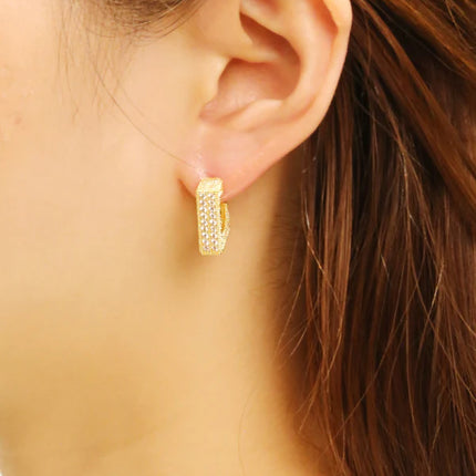 14k Gold Dipped Cz Square Post Earring SJE310698 (12PAIR)
