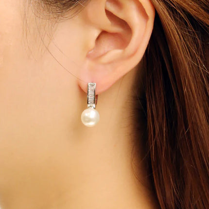 14K Gold Dipped CZ Pearl Drop Earring SJE310721 (12PAIR)