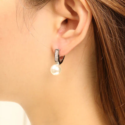 14K Gold Dipped CZ Pearl Drop Earring SJE310721 (12PAIR)
