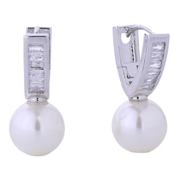 14K Gold Dipped CZ Pearl Drop Earring SJE310721 (12PAIR)