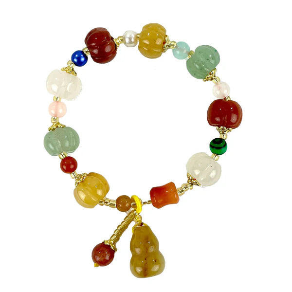 Natural Stone Chinese Lucky Pumpkin Bracelet CBR3719-12 (12PC)